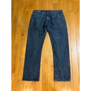 Live Mechanics Mens Dark Wash Red Contrast Stitch Embroidered Jeans Size 36x32‎